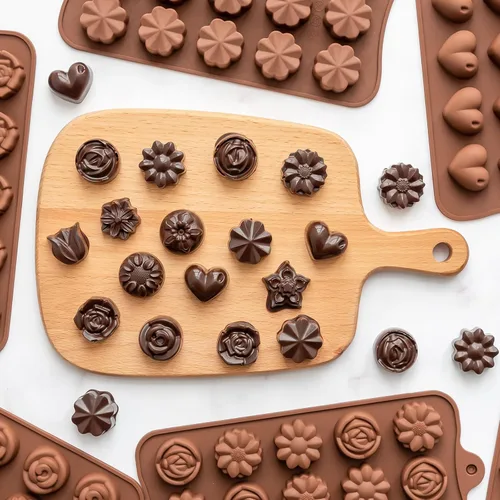 Miniatura 5 de 6 paquetes de moldes de silicona para caramelos de chocolate con forma de flor, moldes de silicona antiadherentes de grado alimenticio para gelatina