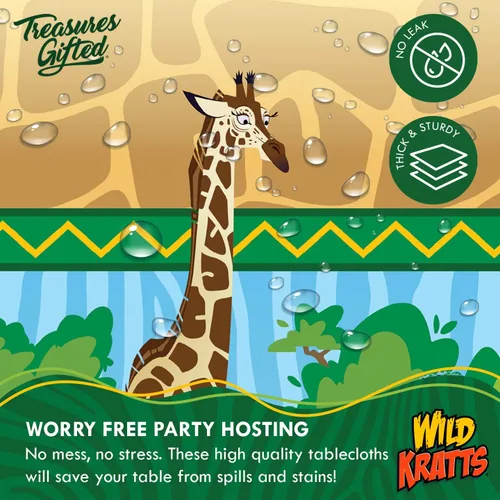 Miniatura 3 de Treasures Gifted Suministros para fiesta de cumpleaños de Wild Kratts con licencia oficial, paquete de 2, mantel Wild Kratts de 54 x 108 pulgadas