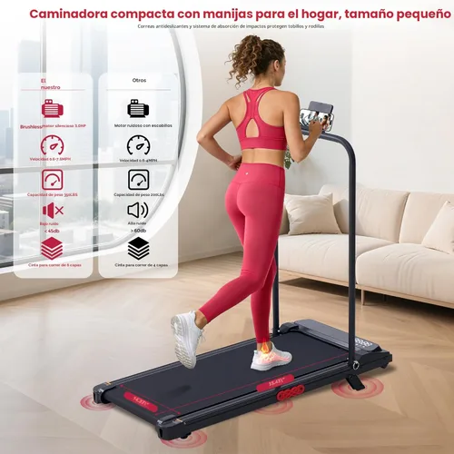 Miniatura 2 de Walking Pad with Incline and Handle Bar, 3.0HP Electric Protable Mini Walking Pad Treadmills for Home Small Space, Small Treadmill for Exercising