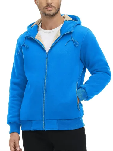 Miniatura 2 de MAGCOMSEN Chaqueta de forro polar con capucha para hombre, con cremallera completa, cálida, mullida, resistente al viento, abrigos de invierno