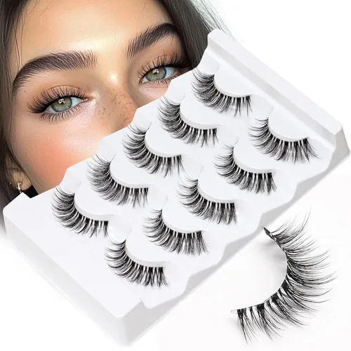 Miniatura 20 de Veleasha Pestañas postizas de manga puntiagudas, 100% hechas a mano, aspecto natural, pestañas postizas ligeras con banda transparente suave