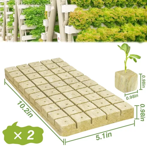 Miniatura 2 de Halatool Cubos de lana de roca de 2,5 cm para jardín, cubos de cultivo de lana mineral para hidropónicos, cultivo sin suelo, plántulas, esquejes