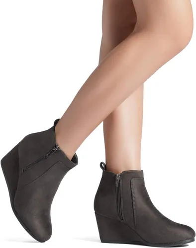Miniatura 6 de DREAM PAIRS Botines de cuña baja de gamuza para mujer