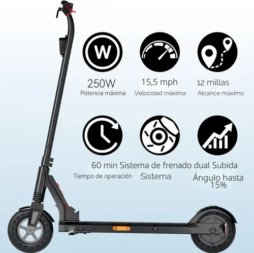 Miniatura 2 de Electric Scooter for Big Kids/Teens - 250W Motor, 15.5 mph Top Speed, Rear Foot Brake, Folding E-Scooter for Riders