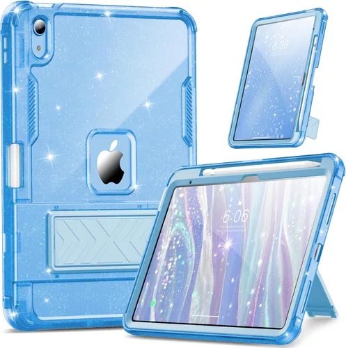 INFILAND Funda para iPad A16 de 11 pulgadas 11ª generación, Funda para iPad 10ª generación de 10.9 pulgadas con purpurina semitransparente, a prueba