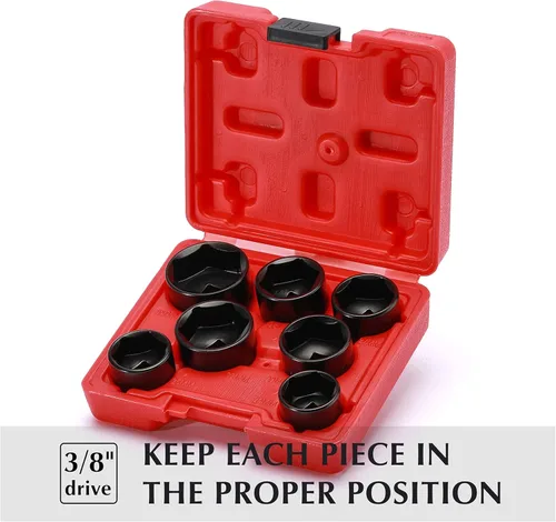 Miniatura 5 de EMENTOL Juego de herramientas de 7 piezas de 3/8 pulgadas de perfil bajo para filtro de aceite, CR-V, removedor de tapa de filtro de aceite e