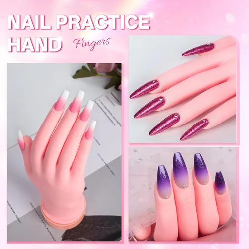 Miniatura 8 de Buqikma Mano de práctica de uñas para uñas acrílicas, mano de maniquí para práctica de uñas, flexible y flexible y flexible para práctica de uñas, 1