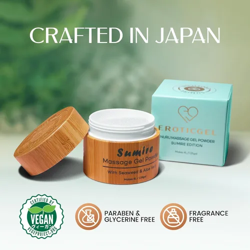 Miniatura 6 de Gel de masaje japonés Nuru en polvo de 1.41 oz Formulado con aloe vera natural y algas marinas Hecho en Japón Sin parabenos y glicerina Sin