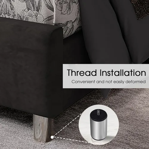 Miniatura 4 de PaPaJet Marco de Cama Queen Tapizado con Cabecera Alta, Cama de Plataforma Wingback, Terciopelo Capitoné de Perfil Bajo, No Necesita Somier, Fácil