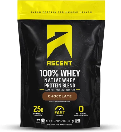 Miniatura 17 de Ascent 100% proteína de suero en polvo – aislado de proteína de suero después del entrenamiento, cero sabores artificiales y edulcorantes, sin soja