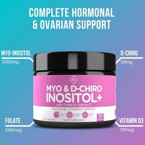 Miniatura 3 de Optify Paquete de suplemento de inositol - Mio-inositol, D-Chiro inositol, folato y vitamina D - Cápsula y polvo - Suministro para 60 días - Apoyo