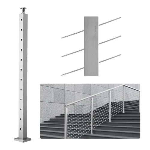 Miniatura 14 de VEVOR Poste de Barandilla de Cable para Escalera y Cubierta 36 x 0.98 x 1.97 pulgadas Poste de Pasamanos de Cable de Acero Inoxidable con Acabado