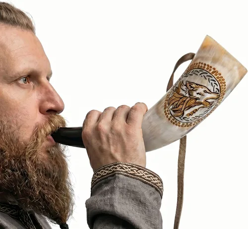 Miniatura 8 de Norse Tradesman Cuerno de guerra vikingo, trompeta de batalla de cuerno de soplado de 12 pulgadas, hecha a partir de auténtico cuerno de buey