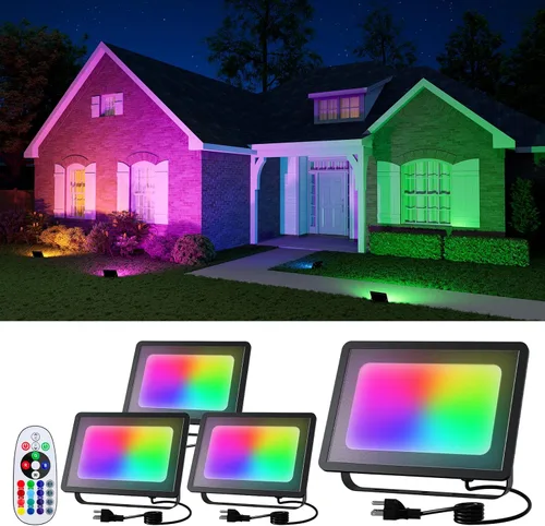 Miniatura 10 de Paquete de 2 luces de inundación de luz negra de 50 W con cable de 120 V IP66 impermeable UV LED luz negra para exteriores o interiores para Violeta