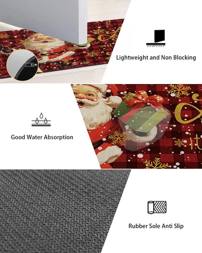 Miniatura 2 de Tapete de baño de Navidad para bañera, antideslizante, de secado rápido y absorbente, tierra de diatomeas, fregadero, dormitorio, cocina, lavable