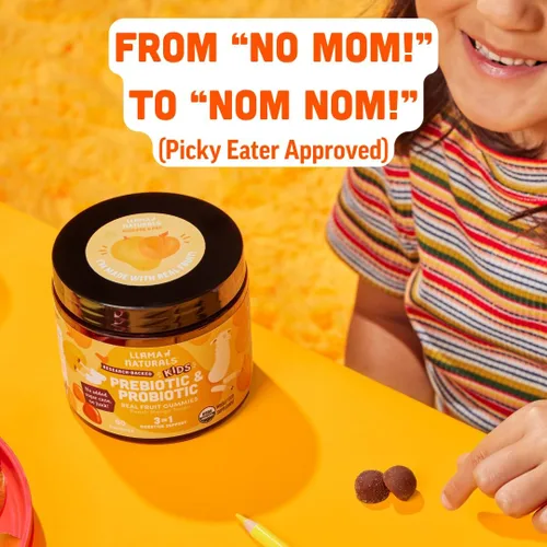 Miniatura 4 de Gomitas probióticas y probióticas de frutas enteras para niños, sin azúcar añadida, probióticos orgánicos veganos para niños, intestino, inmunidad