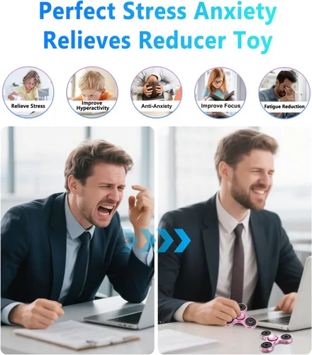 Miniatura 4 de ATESSON Fidget Spinner Toy Ultra Durable Acero Inoxidable Rodamiento de Alta Velocidad 2-5 Min Spins Material Metal Precisión Spinner EDC ADHD