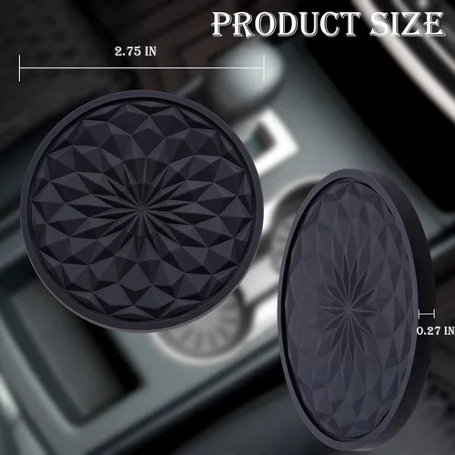 Miniatura 2 de Paquete de 2 portavasos de silicona para automóvil, tapete antideslizante de 2.75 pulgadas, ajuste universal para la mayoría de los vehículos, Negro