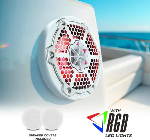 Miniatura 5 de DS18 Hydro NXL-6M/WH - Par de altavoces coaxiales para parrilla de malla de alta gama, altavoz de automóvil de 2 vías con luces RGB integradas