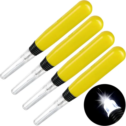 WILLBOND 4 piezas de enhebrador de agujas LED, herramientas de costura, lazo de alambre de plástico iluminado, enhebrador de agujas para bricolaje,