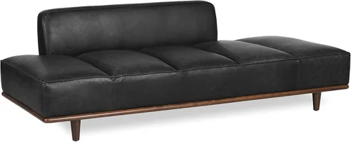 Miniatura 8 de Poly & Bark Jasper Daybed – Cognac Tan – Tapicería de cuero puro de anilina de grano completo – Marco de madera de fresno teñido de nuez, 6.6 pies