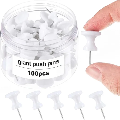 Miniatura 16 de Outus 100 piezas chinchetas gigantes tachuelas grandes con cabezas de plástico de 1 pulgada chinchetas jumbo para tablero de corcho mapas pósteres