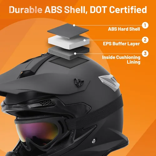 Miniatura 3 de OUMURS Casco de motocross para adultos con gafas, guantes y máscara, casco de motocross ATV unisex para adultos, hombres y mujeres, visera solar