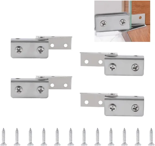 Miniatura 7 de Bisagra de puerta de vidrio de gabinete de acero inoxidable negro, bisagras de pivote montadas en el lado 4pcs, ajustable, antideslizante, capacidad