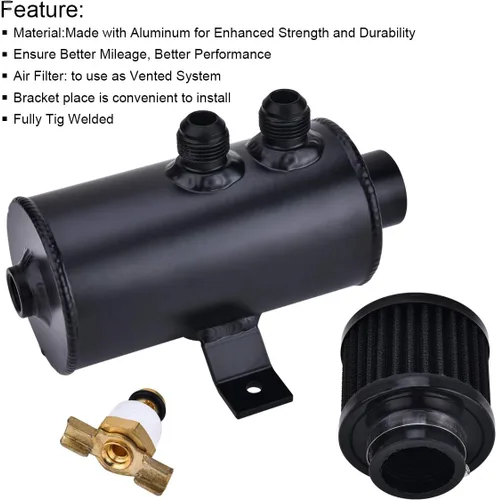 Miniatura 6 de EVIL ENERGY Lata de Captura de Aceite 10an, lata universal de 750 ml con deflector, con filtro de respiración, tanque de respiración de aluminio