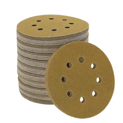 Miniatura 9 de Discos de lija de 5 pulgadas con 8 agujeros de gancho y bucle, discos de lija orbital, juego de papel de lija redondo de 100 piezas, incluye granos
