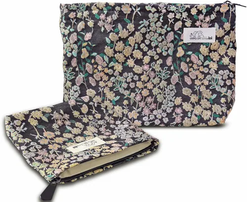 Miniatura 54 de HAPPYHEIDI Bolsa de maquillaje estética para mujer con compartimento para accesorios con cremallera para cosméticos, viajes, organizador de bolsos