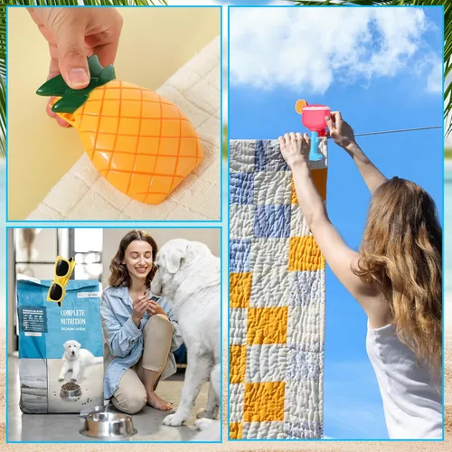 Miniatura 6 de Sieral 8 clips para toallas de playa, sillas de playa, piscina, clips para sillas, soporte de plástico resistente al viento, divertidas pinzas