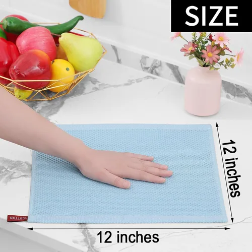 Miniatura 200 de Homaxy Trapos de cocina de 100% algodón, tejido de punto gofre, ultrasuaves, absorbentes y de secado rápido, 12 x 12 pulgadas, paquete de 6, blanco