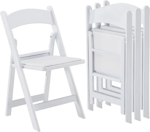 KAIHAOWIN Paquete de 4 sillas plegables de resina, sillas plegables con asiento acolchado de vinilo para interiores y exteriores, para eventos,