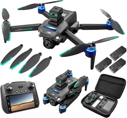 Drones con cámara para adultos 4K, dron GPS UHD, control remoto 5G con pantalla, retorno de una tecla, cámara dual, velocidad de tercera marcha,