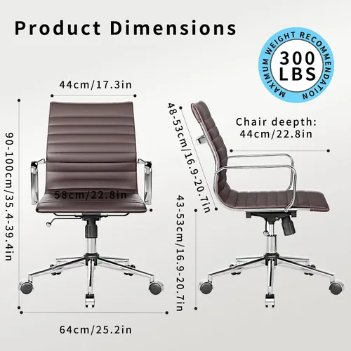 Miniatura 3 de Silla ergonómica de oficina con ruedas y reposabrazos, silla giratoria ajustable de alta resistencia para el hogar y la oficina, asiento de 22.83