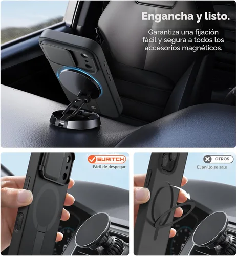 Miniatura 7 de SURITCH - Funda para iPhone 17 Pro Max con cubierta de control de cámara, cubierta para cámara y soporte ajustable, compatible con MagSafe, a prueba