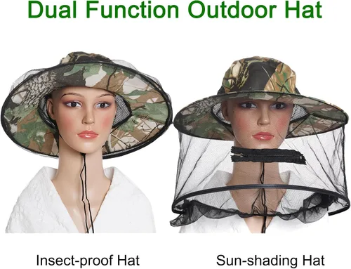 Miniatura 5 de Sucrain Paquete de 2 sombreros de red de mosquitos, sombrero de sol, sombrero de jardín con malla de red oculta para jardinería al aire libre