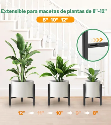 Miniatura 3 de Soporte Ajustable para Plantas de Interior, Soporte Moderno de Metal para Plantas de Interior, Soportes Resistentes para Plantas al Aire Libre