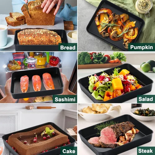 Miniatura 6 de P&P CHEF Molde para horno tostador con tapa, bandeja rectangular antiadherente para hornear y asar, núcleo de acero inoxidable y cubierta