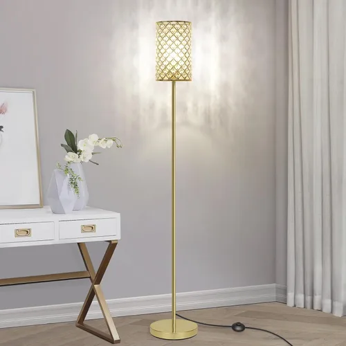 Miniatura 10 de Lámpara de pie para dormitorio, lámpara de pie de cristal lavanda con pantalla glamurosa, lámpara de pie elegante con interruptor de pie