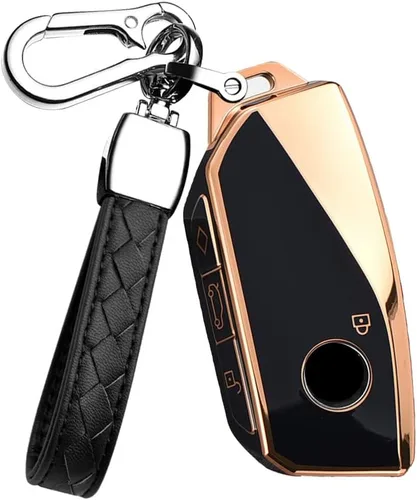 Funda para llavero para BMW Serie 7 X7 IX i7 XM 760i 2023 para BMW IX Accesorios con llaveros Smart Remote Auto Key Llavero de cuero (negro)