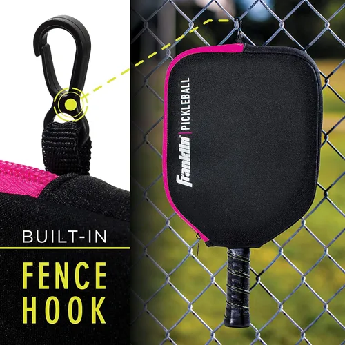 Miniatura 4 de Franklin Sports Cubierta de paleta de pickleball - Funda protectora acolchada con gancho para valla - Funda de paleta de tamaño universal Negro/Rosa