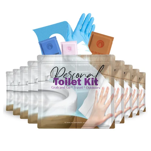 Miniatura 8 de Kit de inodoro personal para llevar, paquete de 10 unidades, kit de baño público desechable, envuelto individualmente para kit de protección