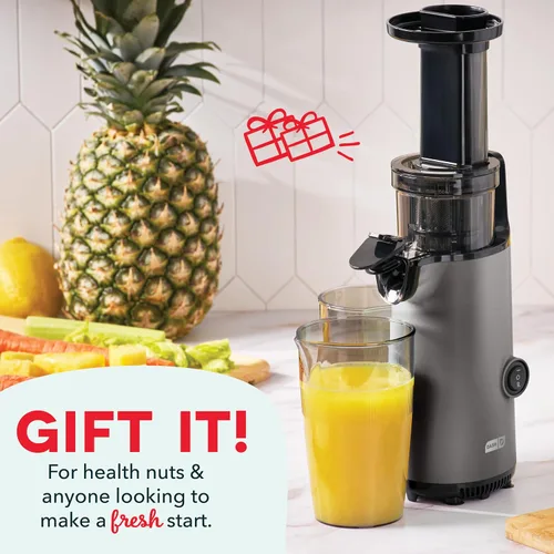 Miniatura 10 de DASH Exprimidor Lento Masticador Compacto Deluxe, Exprimidor de Prensa en Frío Fácil de Limpiar con Cepillo, Taza Medidora de Pulpa, Accesorio
