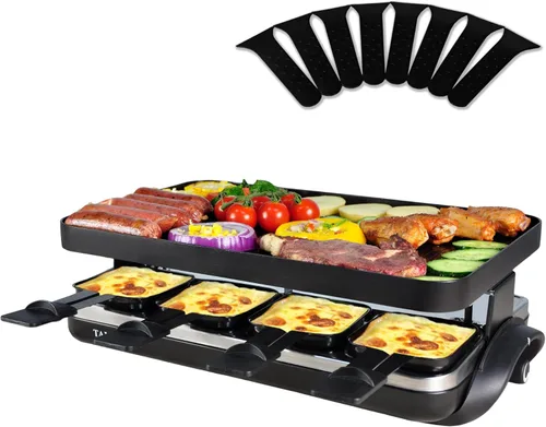 Miniatura 9 de TAMARIT Raclette Mesa de Parrilla Eléctrica Portátil para Queso, Parrilla Coreana de Interior de 1400 W, Parrilla de Queso para Fiestas con Placa