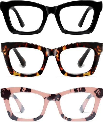 Miniatura 21 de Hubeye Oprah Style - Lentes de lectura para mujeres y hombres, bloqueo de luz azul, para computadora con bisagra de resorte Negro