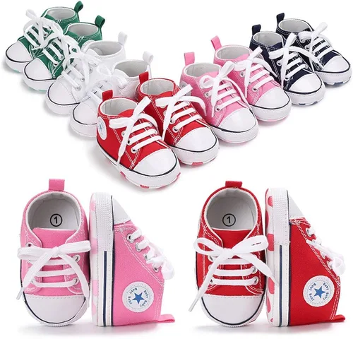 Miniatura 2 de Meckior - Zapatos deportivos de lona para bebé niña y niño con suela suave y perfil alto Para sus primeros pasos y estar en la cuna