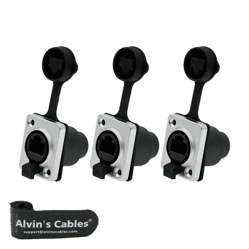 Miniatura 7 de Alvin's Cables 90 grados RJ45 interfaz impermeable zócalos conector IP65 Ethernet montaje en panel ángulo recto 3pcs RJ45 conector
