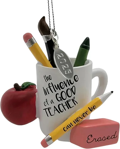 Taza de regalo para profesores, influenciador educativo, agradecimiento al profesor con palabras alentadoras y etiqueta colgante de año para un